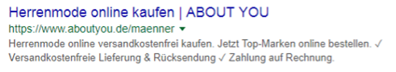 Einsatz von Sonderzeichen in der Meta Description eines Snippets Optimierung der Snippet Meta Description mit Sonderzeichen