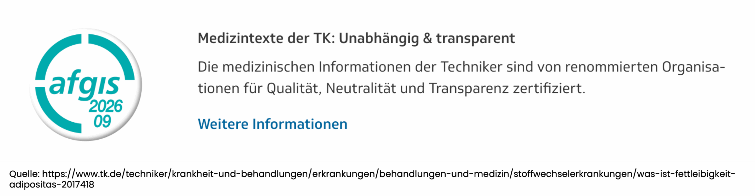 Beispiel für medizinische Expertise mit Zertifizierung als Qualitäts- und Transparenznachweis. title: Zertifizierte medizinische Inhalte als starkes EEAT-Signal für Expertise und Vertrauen im YMYL-Bereich.
