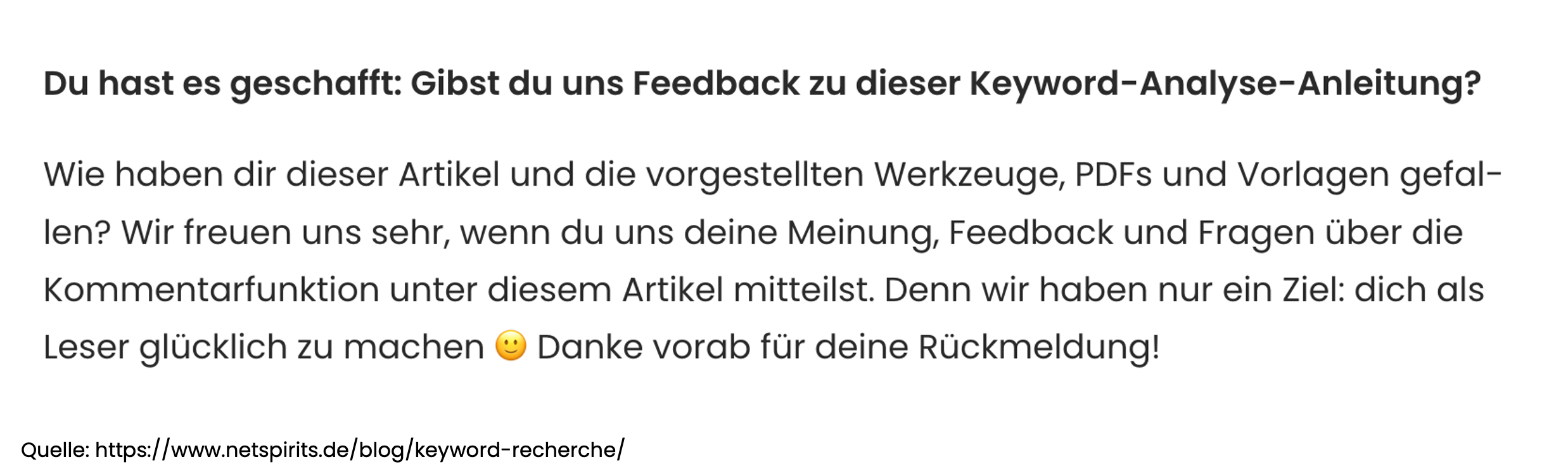 Beispiel für Fachliches Feedback und eigene Erfahrungen im Kommentarbereich
