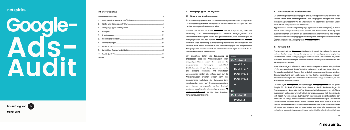 Beispiel der Vorlage eines Google-Ads- und PPC-Audits Beispiel Google-Ads-Audit
