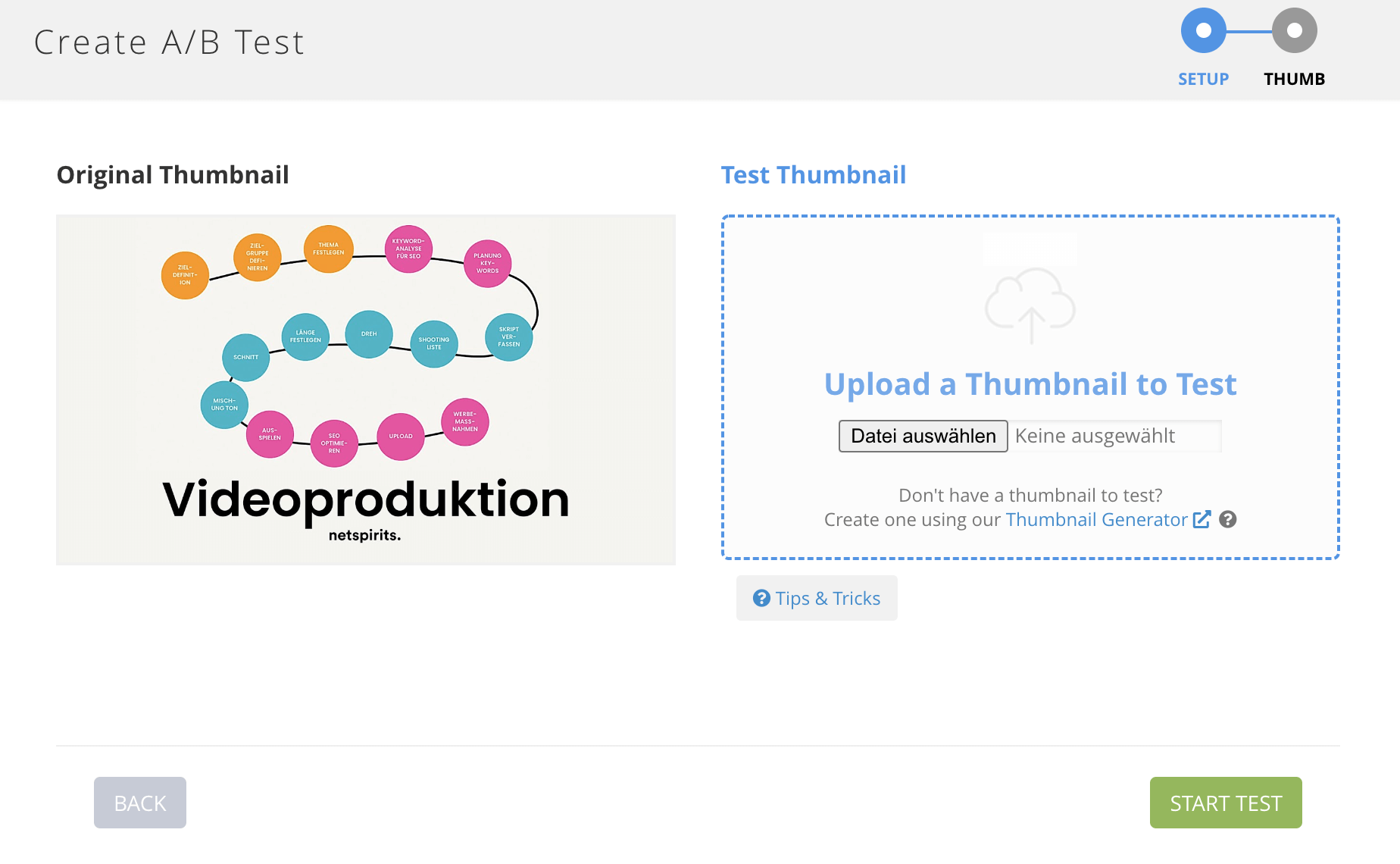 Thumbnail-A/B-Test mit dem A/B-Test-Tool TubeBuddy"