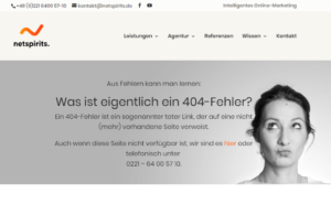 Beispiel einer 404er-Seite netspirits 404er-Seite